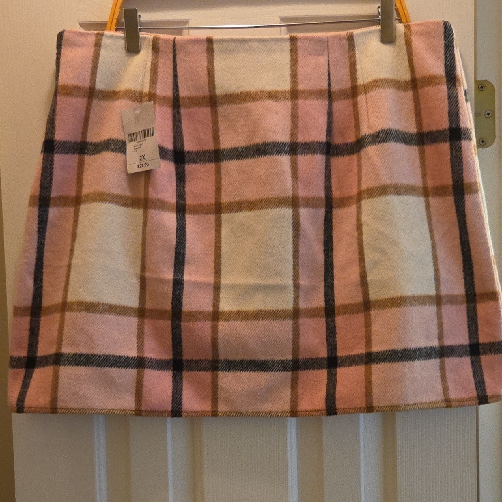 Forever 21 Pink and Brown Plaid Mini Skirt